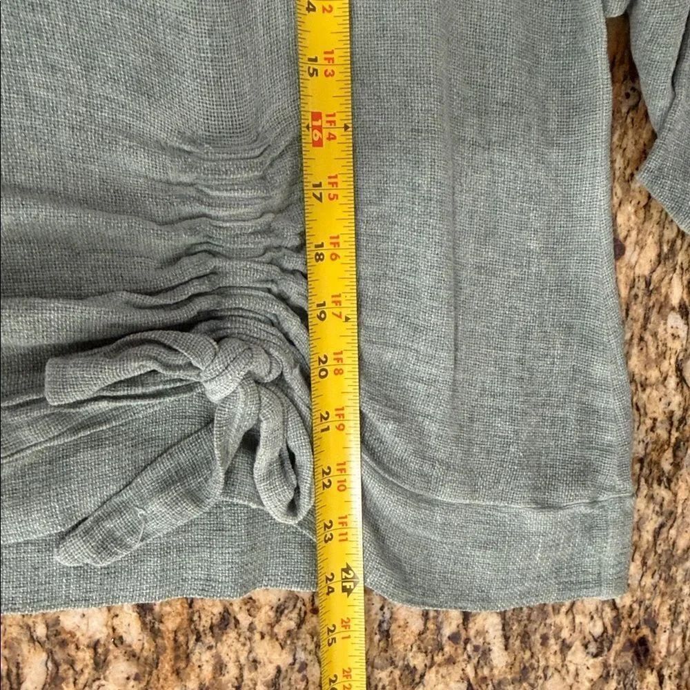 Made in Italy Sage Green Linen Cotton Ruched Drawstring Top One Size - Picture 8 of 8